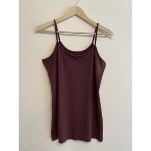 Peruvian Connection Cami Tank Women Medium Wine Purple Burgundy Stretch Cotton